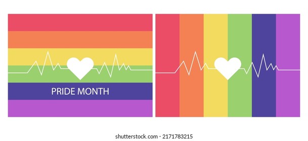 Background, illustration, banner, two styles, six colors, red, orange, yellow, green, blue and purple, with a white heart and the words in the picture.