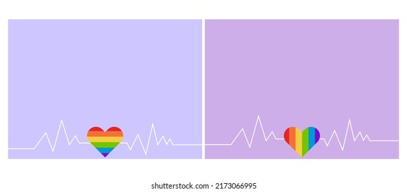Background, illustration, banner, two styles, red, orange, yellow, green, blue, purple and multi-colored hearts.