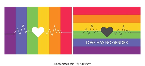 Background, illustration, banner, two types, six colors in the image, red, orange, yellow, green, blue, purple, with hearts in the image.