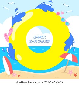 Ilustración de fondo de fondo de playa en un día de verano