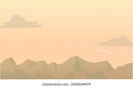 Background illustration of a beautiful sky and mountains with a light color gradation