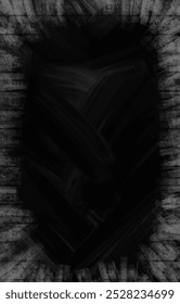 Hintergrundgrafik. Schwarze Mitte mit Pinselstrichen, an den Rändern helle Streifen mit Texturpinsel. Geschlossene Zusammensetzung.