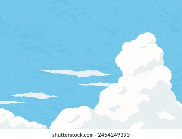 Ilustración de fondo del cielo azul del verano. Cielo azul y nubes iridocumulus. Material de Vector retro.