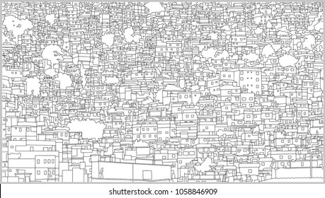 Background illustration of brazilian cityscape with residential buildings in high detail