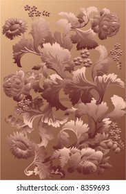 background illustration with brown flowers