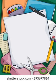 Background Illustration of a Bunch of School Supplies Lying Around