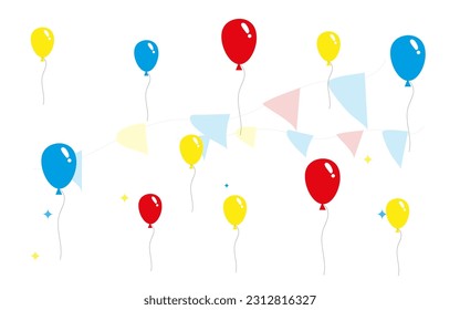 Background illustration for children vector eps inflatable balloons flying in blue and yellow colors suitable for a child's birthday card or poster design