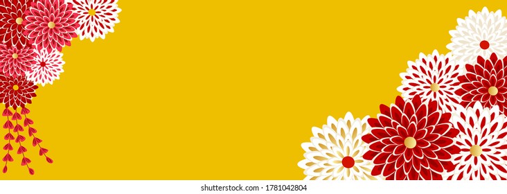 Background illustration of chrysanthemum flowers that imaged the hair ornament of Maiko in Kyoto