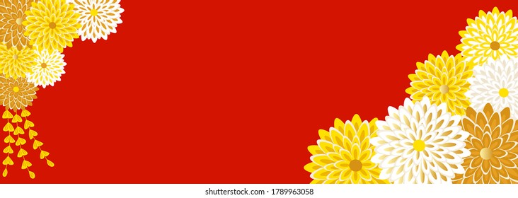 Background illustration of chrysanthemum flowers that imaged the hair ornament of Maiko in Kyoto