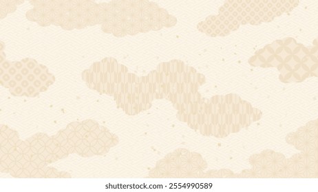 Background illustration of clouds with Japanese patterns_16:9