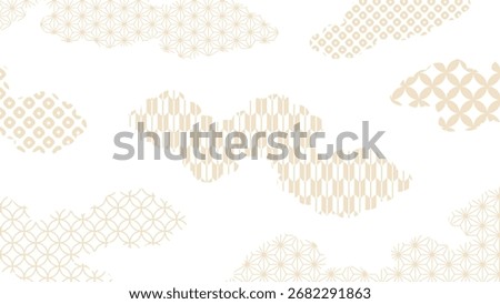 Background illustration of clouds with Japanese patterns_16:9