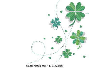 Background illustration of clover composed of geometry. A symbol of good luck.