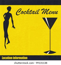 Background illustration for a cocktail bar menu with a 1950's feel