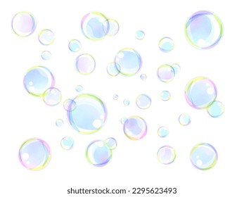 Background illustration of colorful soap bubbles on a white background