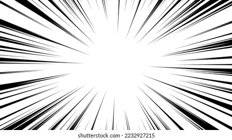 Background illustration of Comic Radial Speed Lines, monochrome vector graphic effects (16:9)