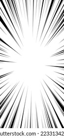 Background illustration of Comic Radial Speed Lines, monochrome vector graphic effects (vertical)