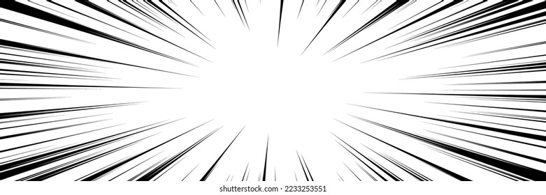 Background illustration of Comic Radial Speed Lines, monochrome vector graphic effects (horizontal)