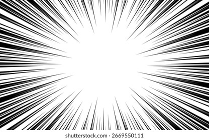 Background illustration of Comic Radial Speed Lines, monochrome vector graphic effects.