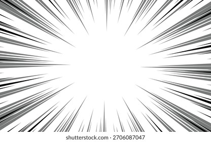 Background illustration of Comic Radial Speed Lines, monochrome vector graphic effects.