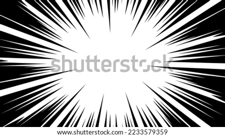 Background illustration of Comic Radial Speed Lines, monochrome vector graphic effects (16:9)