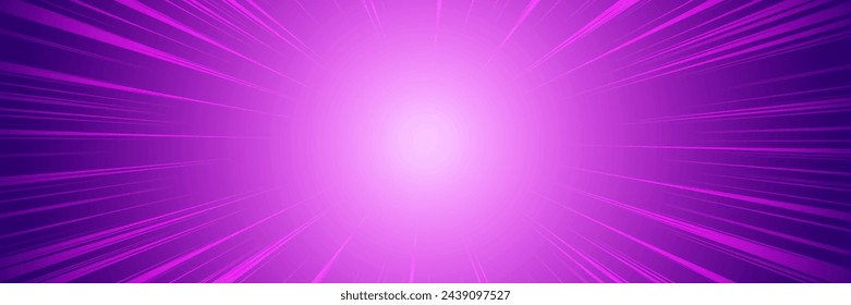 Ilustración de fondo de líneas concentradas brillando en color de neón púrpura (horizontal)