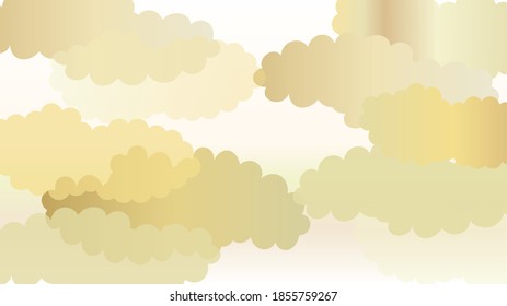 Background illustration of a continuous pattern of seigaiha with multiple clouds arranged.White version.