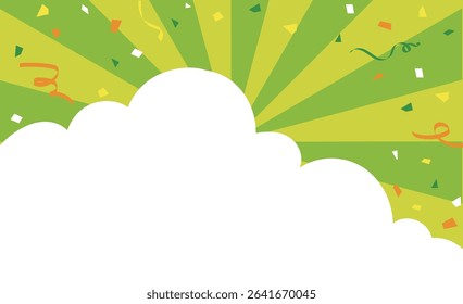Background illustration of cumulonimbus clouds and confetti