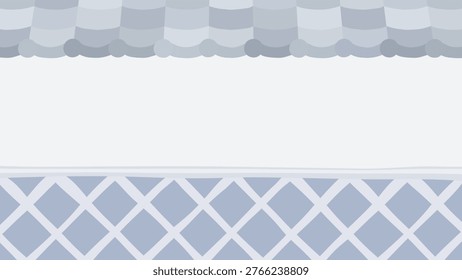 Background illustration of a cute sea cucumber-patterned wall and a tiled-roof fence_Bright_16:9