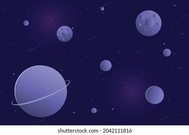 Background illustration of dark alien planet cartoon in strange galaxy vector.