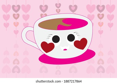 Background illustration design and caricature design with valentine's day theme.