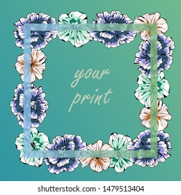 Background Illustration with Different Beautiful Flowers and Translucent Frame.
Background for prints