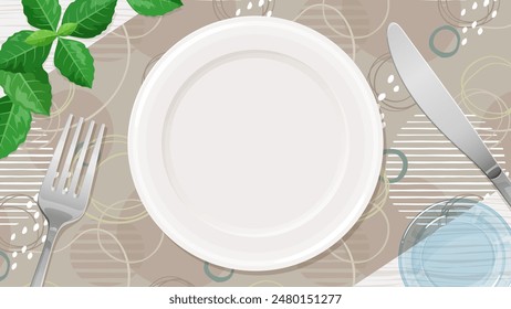 Background illustration of a dining table seen from directly above_16:9