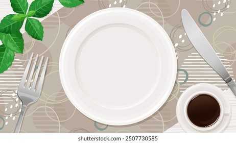 Background illustration of a dining table seen from directly above_16:9