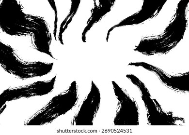 A background illustration of distorted concentrated lines with a brush stroke, black.