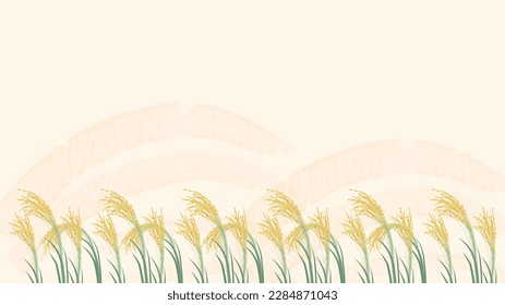 Background illustration of ears of rice arranged side by side.