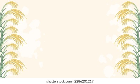 Background illustration of ears of rice vertically aligned on both sides.