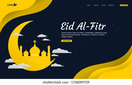 background illustration of eid al-fitr with night theme