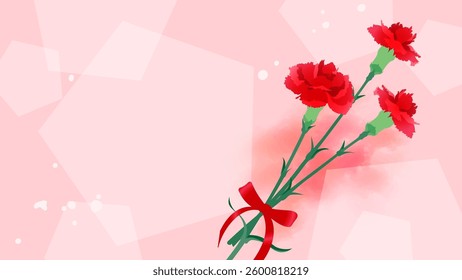 Background illustration of elegant carnation bouquet for Mother's Day (without text)