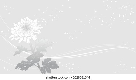 Background illustration of elegant chrysanthemum flower (look like drawn in light ink)