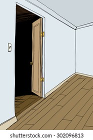 Background illustration of empty room with open door