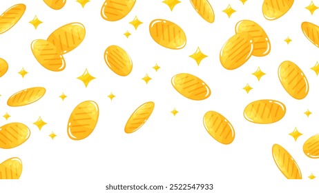 Ilustração de fundo de moedas de ouro caindo_transparent_16:9