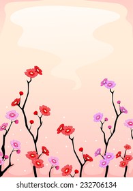 Background Illustration Featuring Cherry Blossoms in Full Bloom