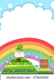 Background Illustration Featuring a Leprechaun Resting on a Green Mound