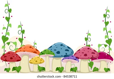 Background Illustration Featuring Mushrooms