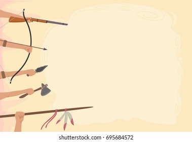 Background Illustration Featuring Native Americans Brandishing Weapons