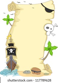 Background Illustration Featuring a Scroll with a Pirate Theme