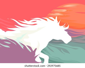 Background Illustration Featuring the Silhouettes of Galloping Horses