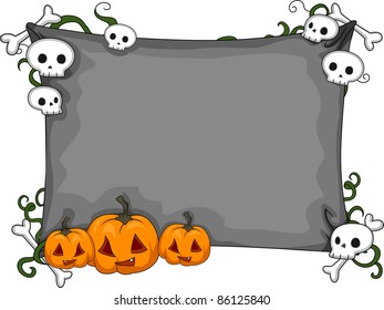 Background Illustration Featuring Skulls and Pumpkins