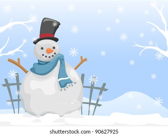 Background Illustration Featuring a Snowman
