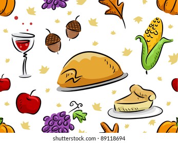 Background Illustration Featuring Thanksgiving Related Items